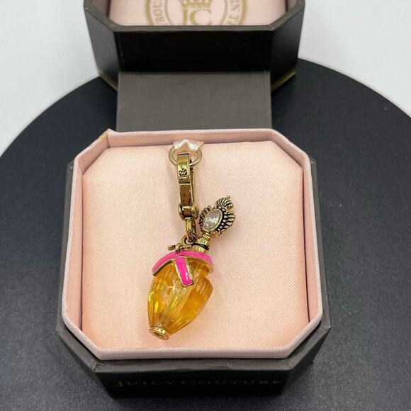 Juicy Couture RETIRED BREAST CANCER 2009 Yellow PERFUME BOTTLE Charm‎ Small J